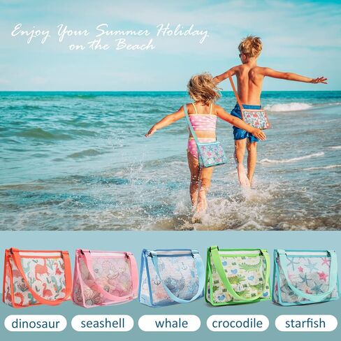 Shell Bag for Kids Mesh Beach Bag Sand Toys Mesh Seashell Bag Beach Toy Shell Collecting Bag Beach Tote Crossbody Bag for Boys and Girls Beach Accessories(Starfish) in Saudi Arabia