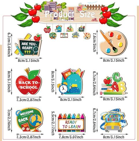 Qunclay 24 Pieces Back to School Ornaments Wooden Hanging Banner Decorations First Day of School Classroom Hanging Decor Welcome Back to School Party Decorations Supplies in Saudi Arabia