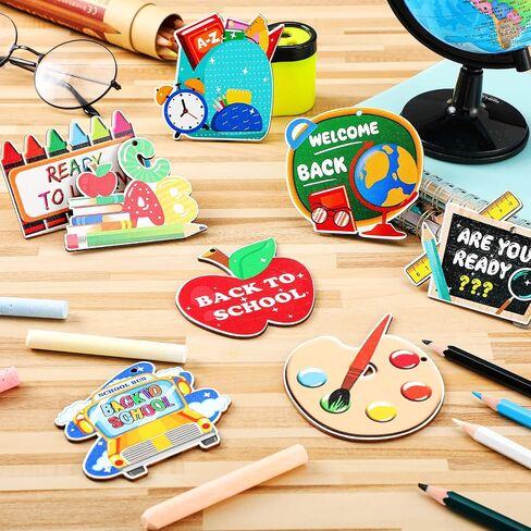 Qunclay 24 Pieces Back to School Ornaments Wooden Hanging Banner Decorations First Day of School Classroom Hanging Decor Welcome Back to School Party Decorations Supplies in Saudi Arabia