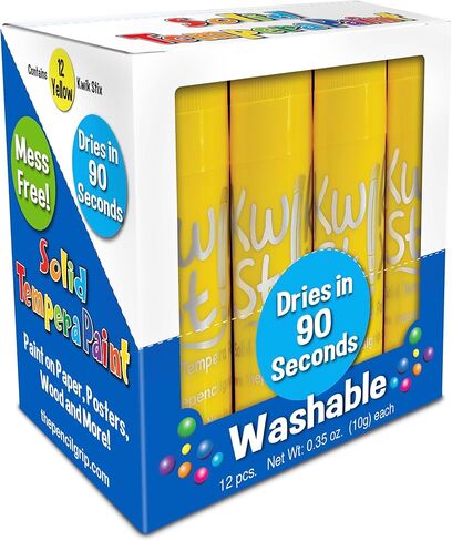Kwik Stix Solid Tempera Paint Sticks – 12 Pack of Black – Same Color Washable, Quick Dry (90 Seconds), ASTM Certified, Non-Toxic, Allergen-Free Kids & Toddler Art Supplies for Home, School & Crafts in Kuwait