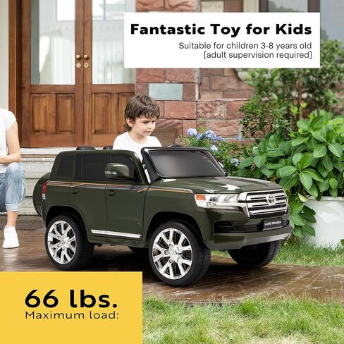 VIVOHOME Kids Ride On Car 2 Seater، شاحنة لعبة تعمل بالبطارية Toyota Land Cruiser مرخصة 12 فولت مع جهاز تحكم عن بعد، مشغل موسيقى USB، أضواء LED، وقرن، 4 عجلات للأطفال من سن 3 إلى 8 سنوات هدية in Kuwait