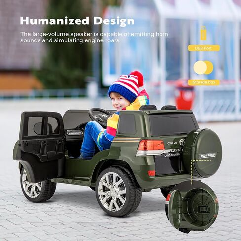 VIVOHOME Kids Ride On Car 2 Seater، شاحنة لعبة تعمل بالبطارية Toyota Land Cruiser مرخصة 12 فولت مع جهاز تحكم عن بعد، مشغل موسيقى USB، أضواء LED، وقرن، 4 عجلات للأطفال من سن 3 إلى 8 سنوات هدية in Kuwait