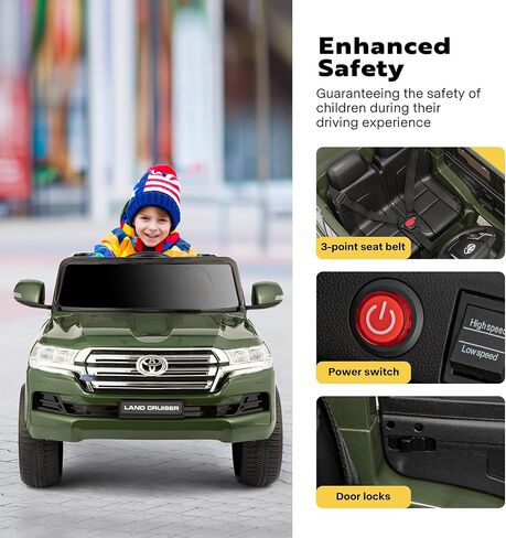 VIVOHOME Kids Ride On Car 2 Seater، شاحنة لعبة تعمل بالبطارية Toyota Land Cruiser مرخصة 12 فولت مع جهاز تحكم عن بعد، مشغل موسيقى USB، أضواء LED، وقرن، 4 عجلات للأطفال من سن 3 إلى 8 سنوات هدية in Kuwait