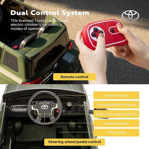 VIVOHOME Kids Ride On Car 2 Seater، شاحنة لعبة تعمل بالبطارية Toyota Land Cruiser مرخصة 12 فولت مع جهاز تحكم عن بعد، مشغل موسيقى USB، أضواء LED، وقرن، 4 عجلات للأطفال من سن 3 إلى 8 سنوات هدية in Kuwait