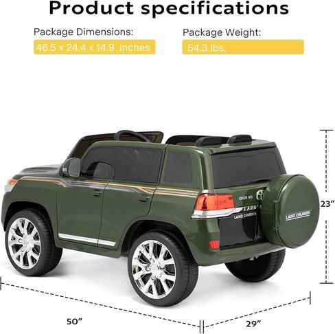 VIVOHOME Kids Ride On Car 2 Seater، شاحنة لعبة تعمل بالبطارية Toyota Land Cruiser مرخصة 12 فولت مع جهاز تحكم عن بعد، مشغل موسيقى USB، أضواء LED، وقرن، 4 عجلات للأطفال من سن 3 إلى 8 سنوات هدية in Kuwait