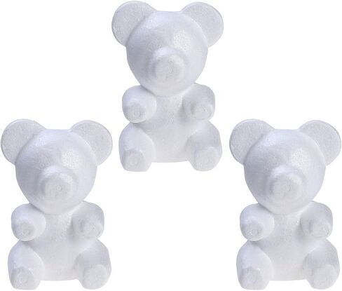 Amosfun Modelling Polystyrene Bear Shape Mould White Crafts for Wedding Flower Arranging Gift Decoration 3pcs 20cm x 13cm in Saudi Arabia