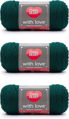 Red Heart with Love Evergreen Yarn - 3 Pack of 198g/7oz - Acrylic - 4 Medium (Worsted) - 370 Yards - Knitting/Crochet in Kuwait