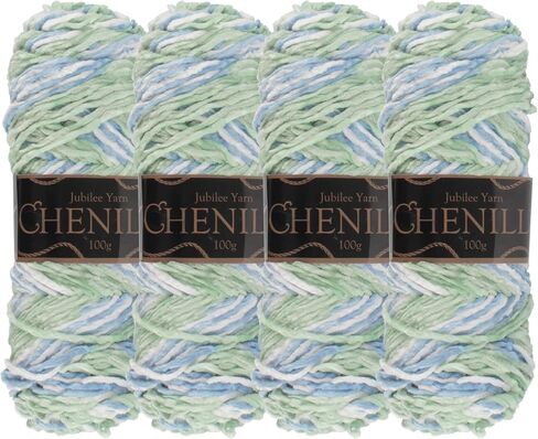 خيوط JubileeYarn Chenille - الوزن الصوفي - 100 جرام/خصلة - ظلال من الألوان المحايدة - 4 شلات من الخيوط in Kuwait