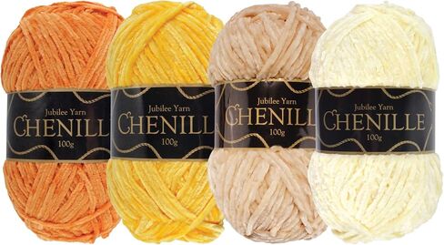 خيوط JubileeYarn Chenille - الوزن الصوفي - 100 جرام/خصلة - ظلال من الألوان المحايدة - 4 شلات من الخيوط in Kuwait