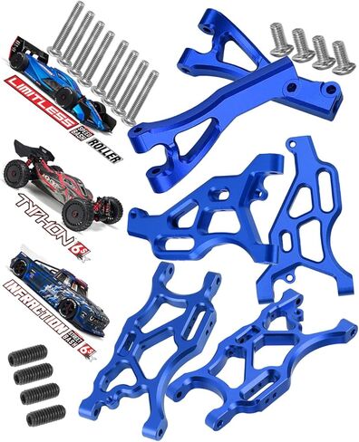 RC Upgrades Part A Arms for 1/7 Arrma Felony 6S BLX,Limitless 6S BLX Infraction 6S BLX,1/8 Arrma Typhon 6S,6pcs Aluminum Front & Rear Suspension A Arms Set,Black in Kuwait