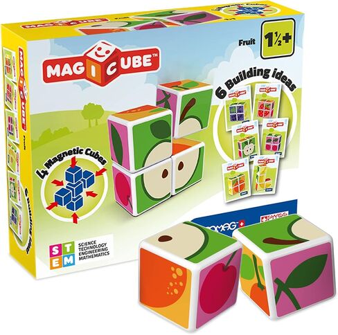 GEOMAG MagiCube Small Animals 4-Piece Magnetic Stacking Cubes Building Set, Toddlers & Kids Ages 1.5+, STEM Educational Toy, Swiss-Made, Creativity, Imagination, Learning, 6 Adorable Building Ideas in Kuwait