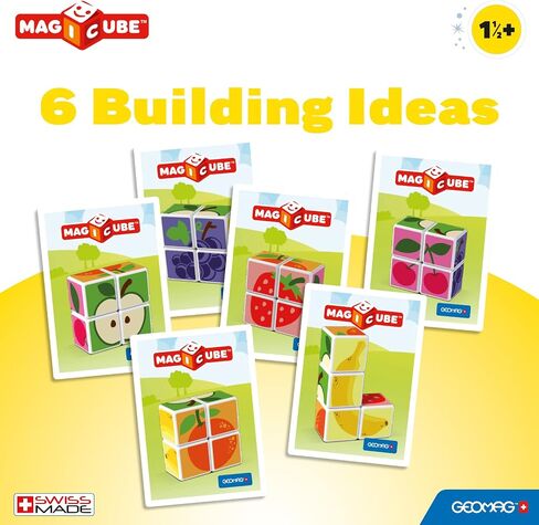 GEOMAG MagiCube Small Animals 4-Piece Magnetic Stacking Cubes Building Set, Toddlers & Kids Ages 1.5+, STEM Educational Toy, Swiss-Made, Creativity, Imagination, Learning, 6 Adorable Building Ideas in Kuwait