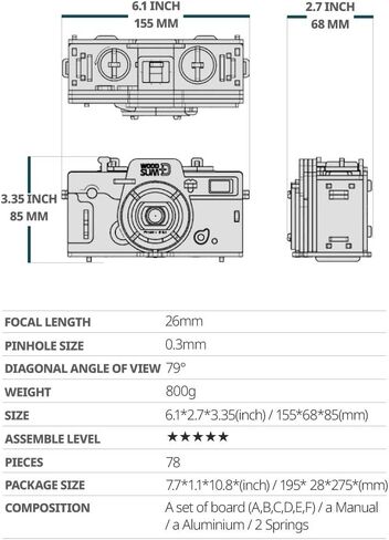 WOODSUM أحجية خشبية ثلاثية الأبعاد تعمل بكامل طاقتها بكاميرا ذات ثقب صغير (أحمر) in Kuwait