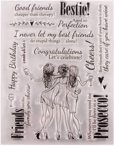 arrittycraft Bestie Best Friends Girls Party Clear Stamps for Card Making and Journaling, English Sentiments Birthda Silicone Stamps for Journals Scrapbooking and Paper Crafts Decoration-A1437 in Saudi Arabia