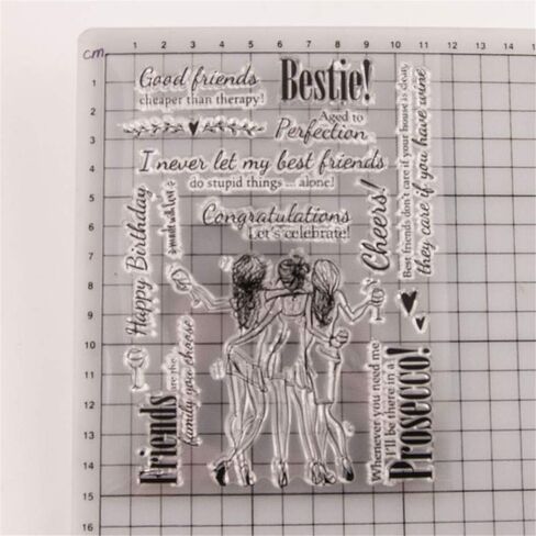 arrittycraft Bestie Best Friends Girls Party Clear Stamps for Card Making and Journaling, English Sentiments Birthda Silicone Stamps for Journals Scrapbooking and Paper Crafts Decoration-A1437 in Saudi Arabia