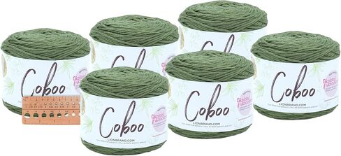 خيوط ماركة Lion - Coboo - 6 عبوات مع بطاقات منقوشة (زيتوني) in Kuwait