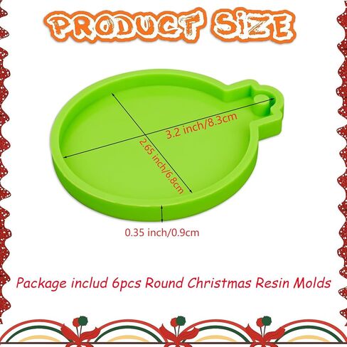 قوالب راتينج عيد الميلاد من السيليكون، Moukiween 6 قطع زينة عيد الميلاد قوالب دائرية الشكل لراتنجات الإيبوكسي، سلسلة مفاتيح مجوهرات يدوية الصنع لصنع زينة عيد الميلاد in Kuwait