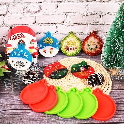 قوالب راتينج عيد الميلاد من السيليكون، Moukiween 6 قطع زينة عيد الميلاد قوالب دائرية الشكل لراتنجات الإيبوكسي، سلسلة مفاتيح مجوهرات يدوية الصنع لصنع زينة عيد الميلاد in Kuwait