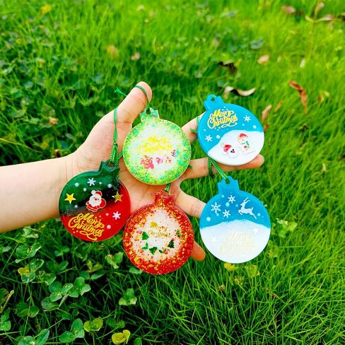 قوالب راتينج عيد الميلاد من السيليكون، Moukiween 6 قطع زينة عيد الميلاد قوالب دائرية الشكل لراتنجات الإيبوكسي، سلسلة مفاتيح مجوهرات يدوية الصنع لصنع زينة عيد الميلاد in Kuwait