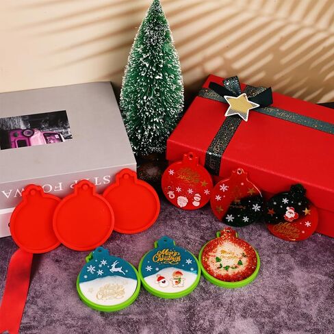 قوالب راتينج عيد الميلاد من السيليكون، Moukiween 6 قطع زينة عيد الميلاد قوالب دائرية الشكل لراتنجات الإيبوكسي، سلسلة مفاتيح مجوهرات يدوية الصنع لصنع زينة عيد الميلاد in Kuwait