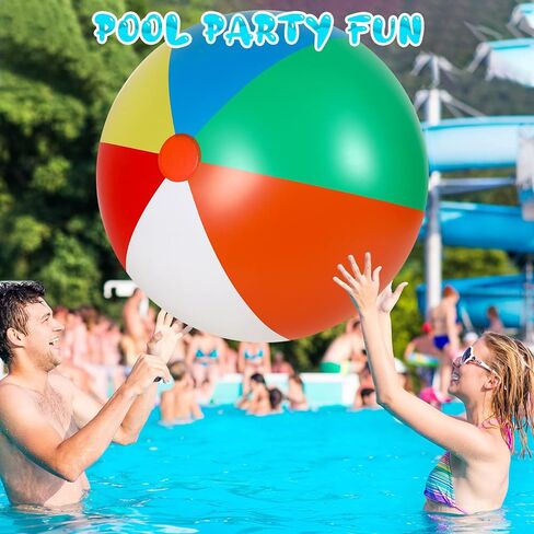كرة شاطئ عملاقة بطول 5 اقدام بالوان قوس قزح، كرة كبيرة قابلة للنفخ، كرة عملاقة قابلة للنفخ للاطفال والكبار في الصيف وحفلات حمام السباحة، لعبة مائية ضخمة من قطعتين in Kuwait