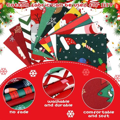 Kinlop 600 جهاز كمبيوتر شخصى 4 × 4 في حزم النسيج عيد الميلاد عيد الميلاد الدهون أرباع القطن الخياطة النسيج عيد الميلاد نسيج مسبق القطع لخياطة اللحف سانتا ندفة الثلج المطبوعة قصاصات النسيج السائبة للترقيع DIY الحرفية in Kuwait