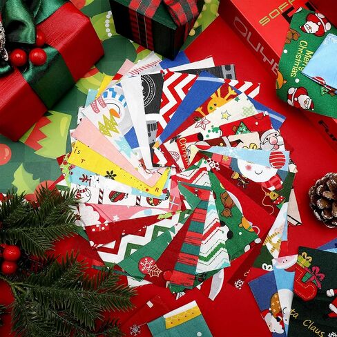 Kinlop 600 جهاز كمبيوتر شخصى 4 × 4 في حزم النسيج عيد الميلاد عيد الميلاد الدهون أرباع القطن الخياطة النسيج عيد الميلاد نسيج مسبق القطع لخياطة اللحف سانتا ندفة الثلج المطبوعة قصاصات النسيج السائبة للترقيع DIY الحرفية in Kuwait