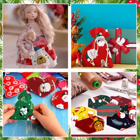 Kinlop 600 جهاز كمبيوتر شخصى 4 × 4 في حزم النسيج عيد الميلاد عيد الميلاد الدهون أرباع القطن الخياطة النسيج عيد الميلاد نسيج مسبق القطع لخياطة اللحف سانتا ندفة الثلج المطبوعة قصاصات النسيج السائبة للترقيع DIY الحرفية in Kuwait