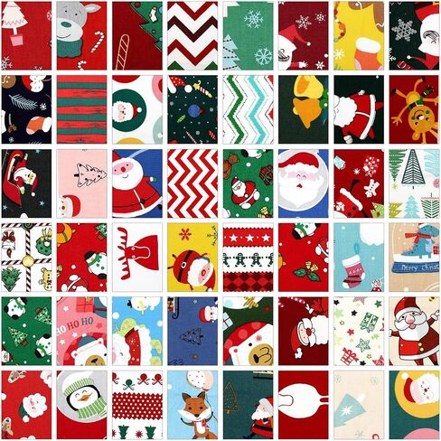 Kinlop 600 جهاز كمبيوتر شخصى 4 × 4 في حزم النسيج عيد الميلاد عيد الميلاد الدهون أرباع القطن الخياطة النسيج عيد الميلاد نسيج مسبق القطع لخياطة اللحف سانتا ندفة الثلج المطبوعة قصاصات النسيج السائبة للترقيع DIY الحرفية in Kuwait