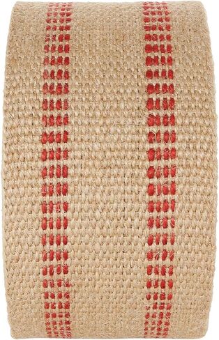 قطعتان من نسيج الجوت المنسوج من النسيج الطبيعي من الخيش المخطط باللون الأحمر مقاس 8.89 سم × 25.4 سم لترميم الكرسي، والحرف اليدوية والديكورات in Kuwait