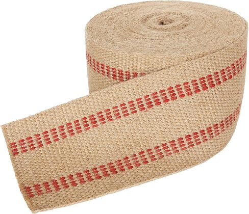 قطعتان من نسيج الجوت المنسوج من النسيج الطبيعي من الخيش المخطط باللون الأحمر مقاس 8.89 سم × 25.4 سم لترميم الكرسي، والحرف اليدوية والديكورات in Kuwait