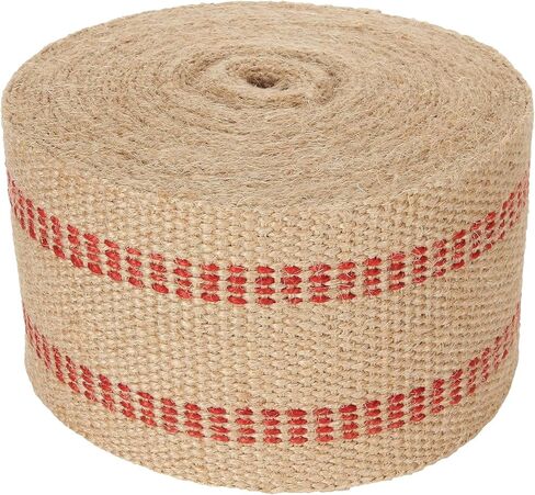 قطعتان من نسيج الجوت المنسوج من النسيج الطبيعي من الخيش المخطط باللون الأحمر مقاس 8.89 سم × 25.4 سم لترميم الكرسي، والحرف اليدوية والديكورات in Kuwait