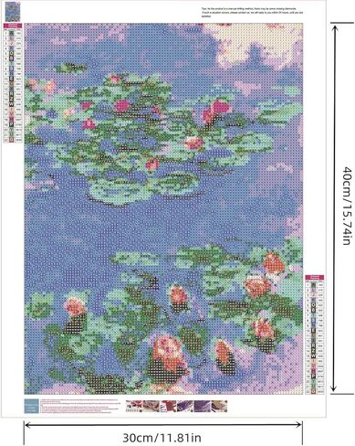 Zimal 5D Diamond Embroidery Monet Water Lilies Coloring Diamond Painting Cross Stitch Mosaic DIY Diamond Painting Crafts Decor 11.8 x 15.8 Inch in Kuwait