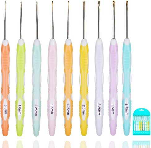 Yarniss Small Ergonomic Crochet Hooks Set,Lace Crochet Hooks for 0.8mm~2.75mm in Kuwait