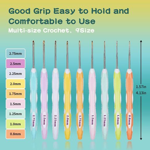 Yarniss Small Ergonomic Crochet Hooks Set,Lace Crochet Hooks for 0.8mm~2.75mm in Kuwait