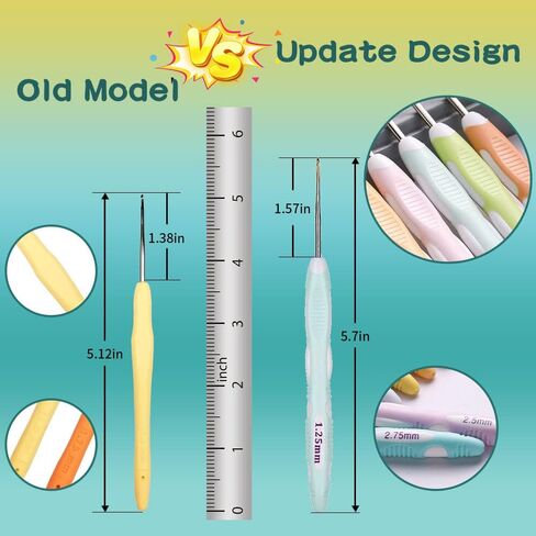 Yarniss Small Ergonomic Crochet Hooks Set,Lace Crochet Hooks for 0.8mm~2.75mm in Kuwait