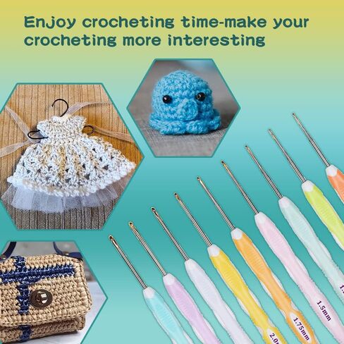 Yarniss Small Ergonomic Crochet Hooks Set,Lace Crochet Hooks for 0.8mm~2.75mm in Kuwait