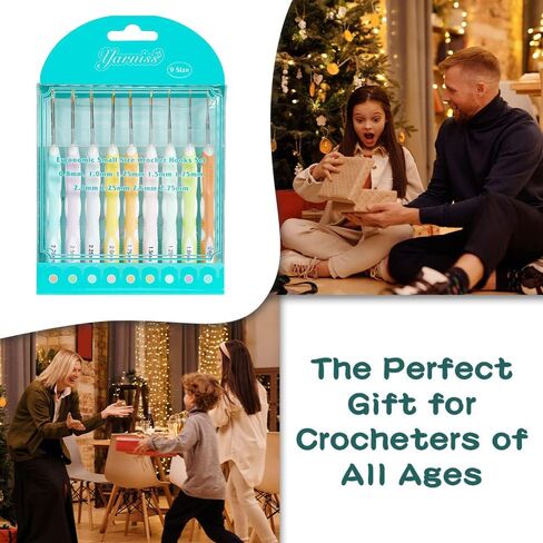 Yarniss Small Ergonomic Crochet Hooks Set,Lace Crochet Hooks for 0.8mm~2.75mm in Kuwait