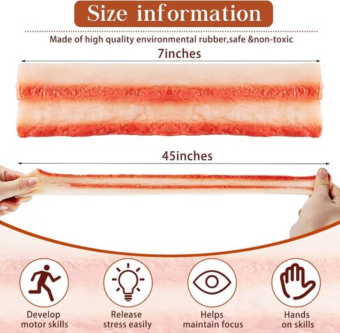 Lewtemi 6 Pack Bacon Fidget Stretchy Sensory Toy Food Fidgets Play Food Bacon Fake Bacon Toy That Look Like Food Sensory Toys for Stress Anxiety Relief Play Boys Girls Adults in Saudi Arabia