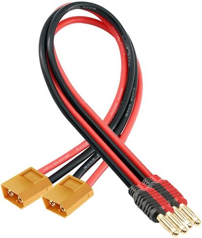 قابس محول موصل Laisomeke XT60، قابس ذكر XT60 إلى موصل ذكر الموز 4 مم مع كابل 12AWG 30 سم (11.8 بوصة) لبطارية ليبو لطائرة هليكوبتر شحن RC (عبوة من قطعتين XT60) in Saudi Arabia