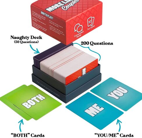 لعبة مضحكة للازواج - 250 بطاقة - مبتدئين للمحادثات، رائعة للمواعيد الليلية، أسئلة رومانسية ومرحة، تحسين التواصل والعلاقات in Kuwait