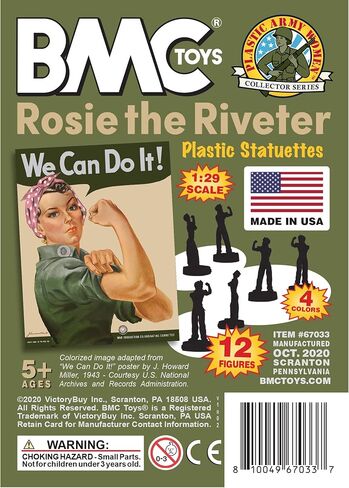 BMC Rosie The Riveter Plastic Figures - 12pc Red White Blue & Yellow - USA Made in Kuwait