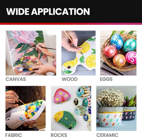 مجموعة طلاء الأكريليك للفنون والحرف اليدوية من WEISBRANDT - 18 صبغة عالية الجودة، لمسة نهائية غير لامعة، 2 أونصة/59 مل، ذات أساس مائي، لجميع الأسطح المسامية in Kuwait