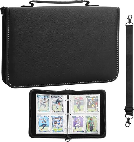 حافظة بطاقات التداول GLDRAM EVA مع 4 جيوب/50 ورقة حافظة بأكمام بطاقات، حامل كتب البطاقات مع سحاب وحزام للبوكيمون، البيسبول، كرة القدم، كرة السلة، يوجيوه، MTG وبطاقات الدوري الوطني لكرة القدم الأمريكية، تحمل 400 بطاقة in Kuwait