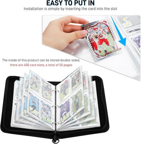 حافظة بطاقات التداول GLDRAM EVA مع 4 جيوب/50 ورقة حافظة بأكمام بطاقات، حامل كتب البطاقات مع سحاب وحزام للبوكيمون، البيسبول، كرة القدم، كرة السلة، يوجيوه، MTG وبطاقات الدوري الوطني لكرة القدم الأمريكية، تحمل 400 بطاقة in Kuwait