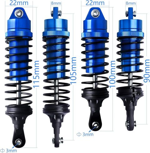 صدمات RC من الألومنيوم لـ 1/10 Traxxas Slash 4x4 2WD Rustler 4X4 VXL Shocks Stampede 4X4 Shocks Hoss 4X4 Monster Truck، الأمامي والخلفي، استبدال 5862، 4 قطع (رمادي) in Kuwait