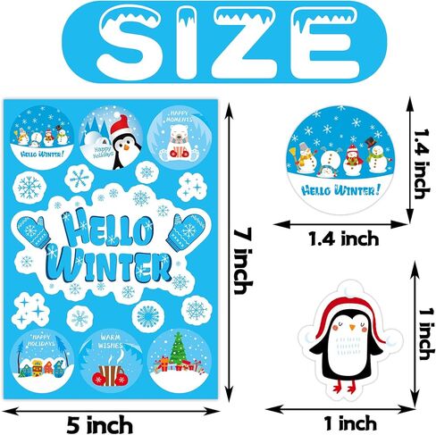 ملصقات الشتاء للكريسماس للاطفال، 356 قطعة من ملصقات ندفة الثلج والبطريق ورجل الثلج ملصقات هالو وينتر للمغلفات والهدايا والحرف اليدوية ملصقات عطلة الشتاء للمعلمين هدايا حفلات الكريسماس in Kuwait