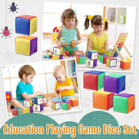Yilloog 8 Pcs 3.15 Inch DIY Photo Pocket Dice for Classroom Large Clear Foam Dice Education Playing Game Cubes Set 6 Sided Stacking Blocks Teacher Teaching Cubes Toys for School (Multicolor) in Kuwait
