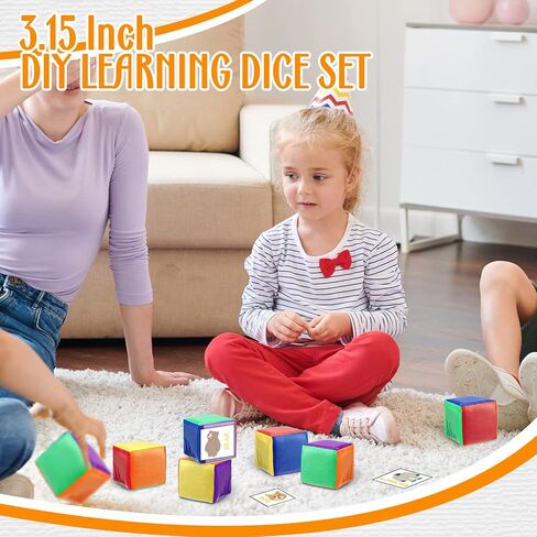 Yilloog 8 Pcs 3.15 Inch DIY Photo Pocket Dice for Classroom Large Clear Foam Dice Education Playing Game Cubes Set 6 Sided Stacking Blocks Teacher Teaching Cubes Toys for School (Multicolor) in Kuwait