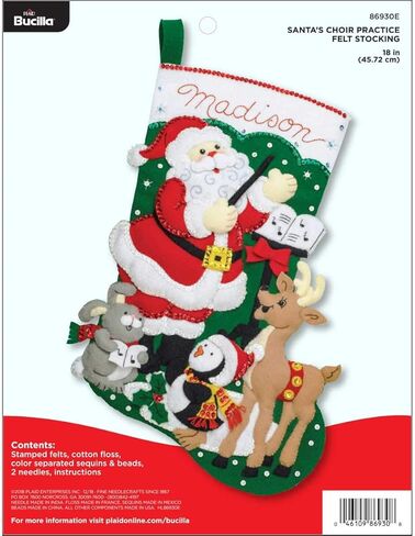 Bucilla 86930E طقم جوارب مزخرف بنسيج اللباد بنمط Santa Choir Practic، 45.72 سم in Saudi Arabia